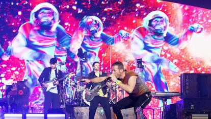 El cantante Chris Martin durante un concierto de Coldplay el pasado 12 de agosto en Wembley, bajo la gira 'Music Of The Spheres Tour'.