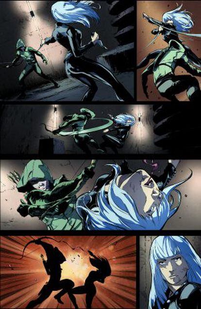 Una viñeta de Jorge Jiménez para 'Green Arrow'.
