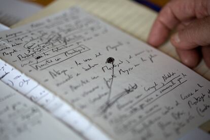 Notas de trabajo de Javier Cercas.