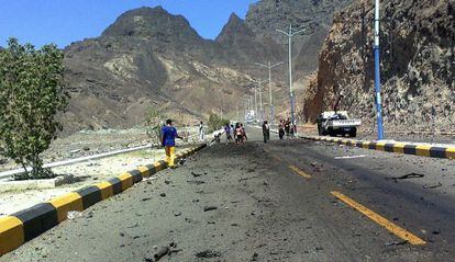 Lugar del atentado contra el ministro de Defensa de Yemen, atribuido a Al Qaeda.