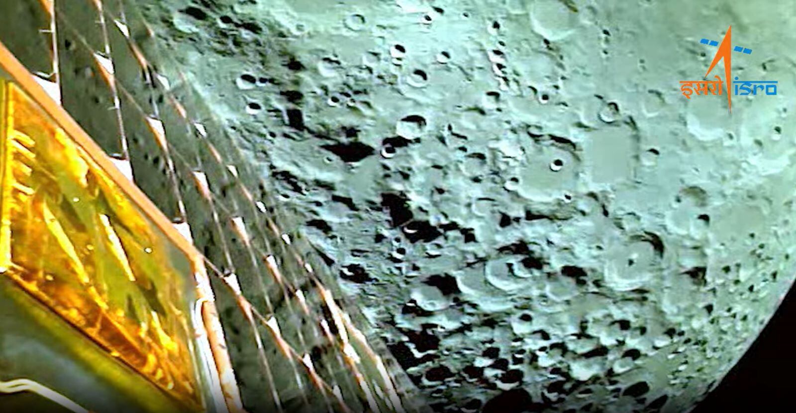 Imagen de la Luna tomada por la sonda Chandrayaan-3.