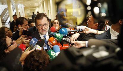 El líder del PP y presidente del Gobierno, Mariano Rajoy, este martes en el Senado.
