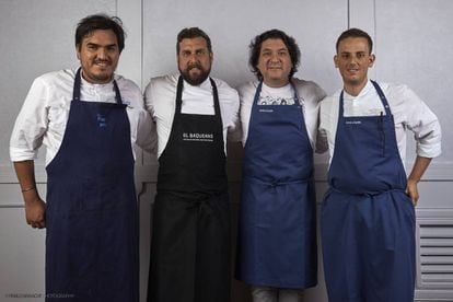En el centro, Fer Rivarola (El Baqueano) y Gastón Acurio (Astrid & Gastón).
