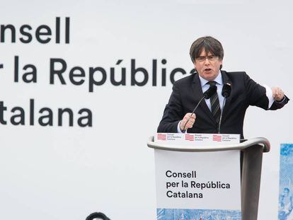 El expresidente de la Generalitat, Carles Puigdemont, en Perpinyà.