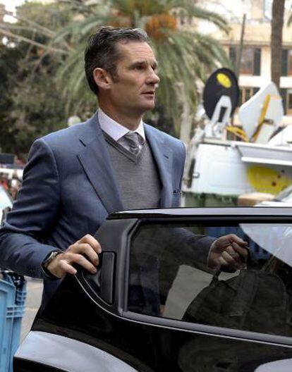Urdangarin, a su salida este jueves de la Audiencia de Palma.