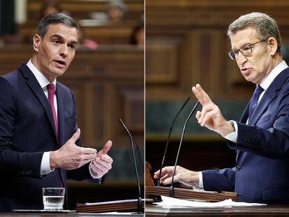 Pedro Sánchez y Alberto Núñez Feijóo, este miércoles en el Congreso.