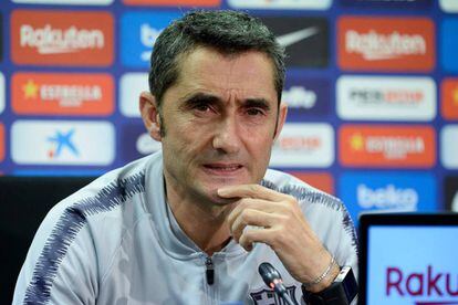 Ernesto Valverde, durante la rueda de prensa.