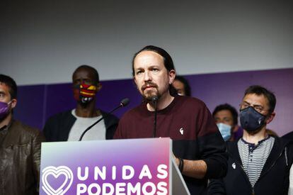 Pablo Iglesias en anunciar la seva retirada de la política després de les eleccions a la Comunitat de Madrid.
 