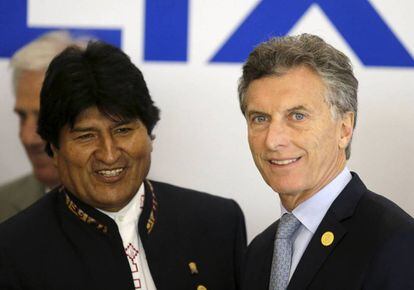 Los presidentes de Bolivia, Evo Morales, y de Argentina, Mauricio Macri.