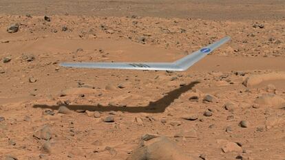 This illustration shows what a Prandtl-m might look like flying above the surface of Mars.