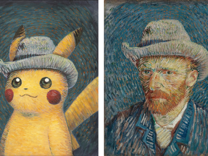 Retrato de Pokémon y el autorretrato de Van Gogh en el que se inspira.