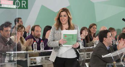 Susana D&iacute;az, durante la reuni&oacute;n del comit&eacute; director del PSOE.