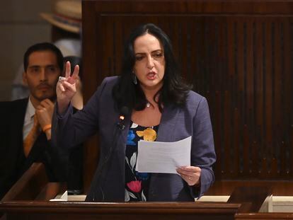 María Fernanda Cabal en la instalación del Congreso, en Bogotá (Colombia), este jueves.