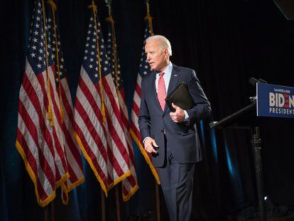 El precandidato demócrata Joe Biden en una comparecencia en Wilmington, Delaware.