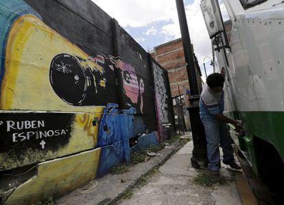 Mural en recuerdo de Espinosa en M&eacute;xico DF.