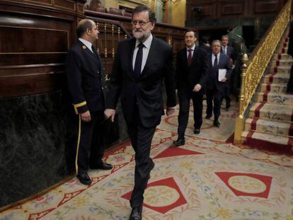 Rajoy, a su llegada a la sesi&oacute;n de control al Gobierno celebrada este mi&eacute;rcoles. 