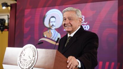 El presidente de México, Andrés Manuel López Obrador, durante la conferencia de esta mañana.