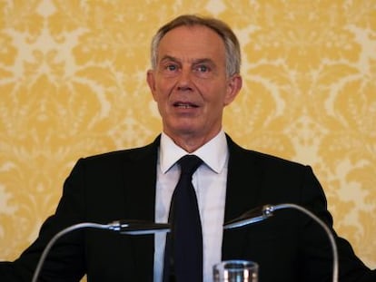 Londres, Reino Unido. Tony Blair responde en rueda de prensa las informaciones del Informe Chilcot. 