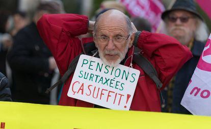 Manifestación de pensionistas en Nantes, en abril.