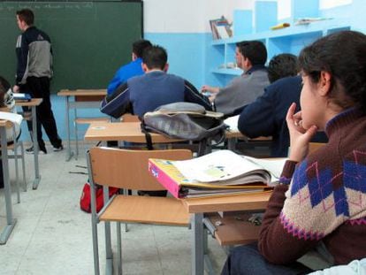 Alumnos en el aula de un centro concertado de Dos Hermanas (Sevilla).