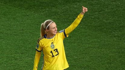 Amanda Ilestedt después del partido de cuartos del Mundial de Australia y Nueva Zelanda, que enfrentó a Suecia con Japón.