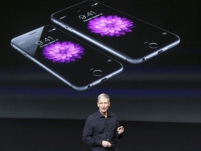 Tim Cook, durante una presentación en Cupertino en 2014.