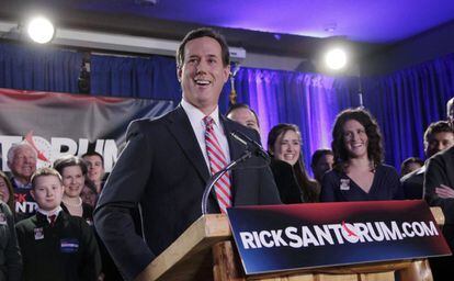 Rick Santorum, tras conocerse los resultados de las primarias.