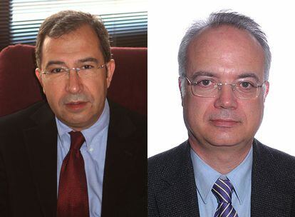 Los constitucionalistas Marc Carrillo (a la izquierda) y Enoch Albertí.