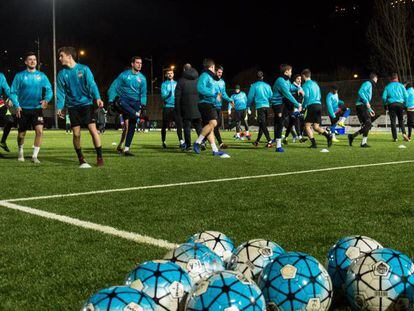 El Andorra, durante un entrenamiento de la pasada temporada.