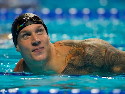 La nueva estrella de la natación estadounidense, Caleb Dressel, tras las pruebas olímpicas en Omaha este año.