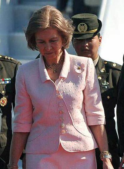 La Reina, a su llegada a El Salvador para la Cumbre Iberoamericana.