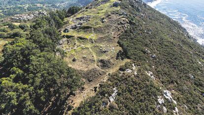 Vista aérea del monte do Facho, en Pontevedra.