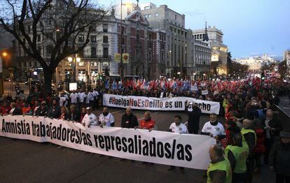 Manifestaci&oacute;n por el derecho a la huelga en Madrid
