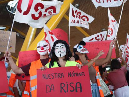Huelga de trabajadores de Iberia Express, en Madrid. 