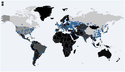 L'equip d'investigadors independents de ciberseguretat Malware Tech ha creat un mapa amb els llocs en els quals s'ha detectat el 'ransomware'.