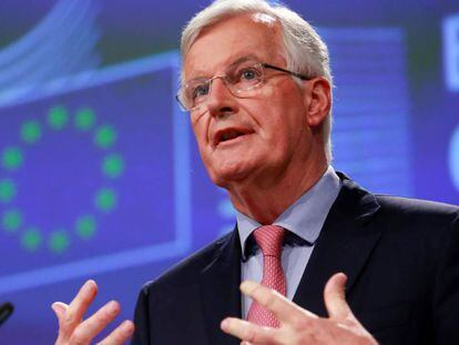 Michel Barnier, durante la conferencia de prensa de este viernes en Bruselas.