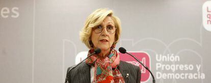 Rosa Diez en la sede de UPyD de Madrid.
