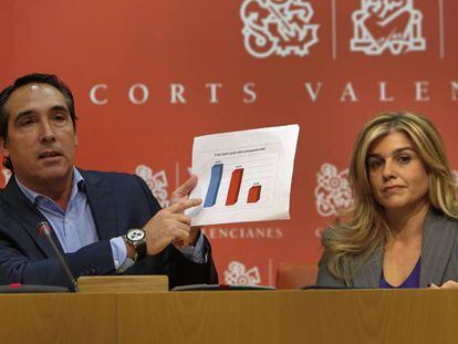 Los dirigentes del PP valenciano Rubén Ibáñez y Eva Ortiz en la pasada legislatura. 