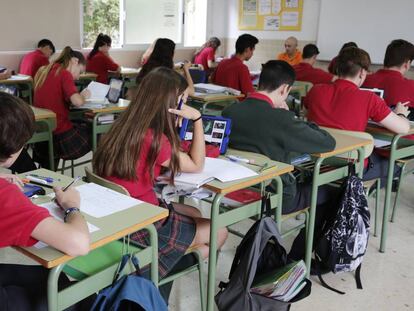 Un aula de un colegio valenciano concertado.