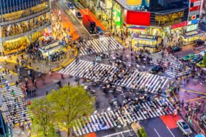 Vista aérea del cruce de Shibuya, en Tokio.