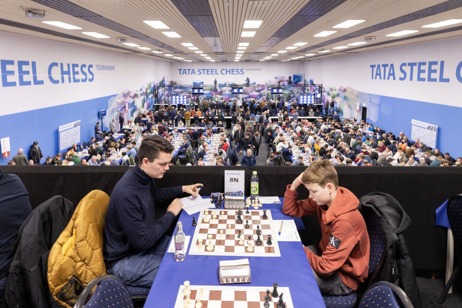 Vista general de la sala de juego del Festival Tata de ajedrez en Wijk aan Zee (Países Bajos) este sábado