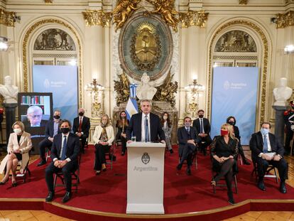 El presidente de Argentina, Alberto Fernández, presenta en la Casa Rosada un proyecto de reforma de la Justicia.