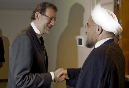 Rajoy y Rohan&iacute;, en Naciones Unidas.