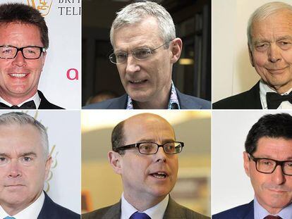 Nicky Campbell, Jeremy Vine, John Humphrys, Huw Edwards, Nick Robinson y Jon Sopel.