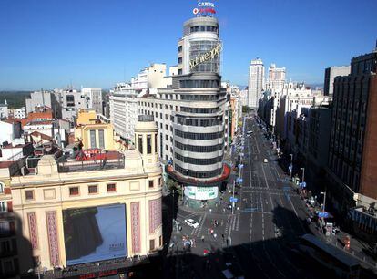 La Gran V&iacute;a, cortada al tr&aacute;fico, este domingo 18 de septiembre.  