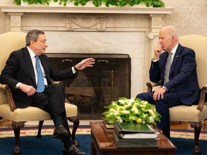 Joe Biden y Mario Draghi este martes en la Casa Blanca.
