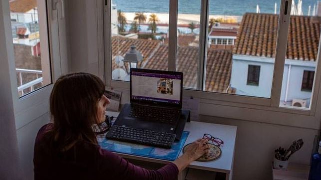 Una mujer teletrabaja durante el confinamiento. En vídeo, el Gobierno aprueba hoy la ley que regula el trabajo desde casa.