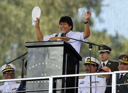 El presidente de Bolivia, Evo Morales, durante la I Conferencia Mundial de Pueblos sobre el Cambio Climático y la Madre Tierra, que se ha celebrado en el país andino.