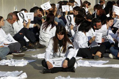 Protesta contra los despidos en el centro de investigación Príncipe Felipe de Valencia, el pasado septiembre.