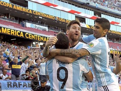 Messi celebra un gol ante Venezuela, por las eliminatorias del mundial en Rusia 2018